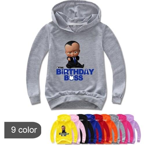 2-14Years Baby Birthday Gift Kids Boys Boss Sweatshirts Girls Hoodies Teenagers Pullover Tops Children Clothing Hip Hop Leisure
