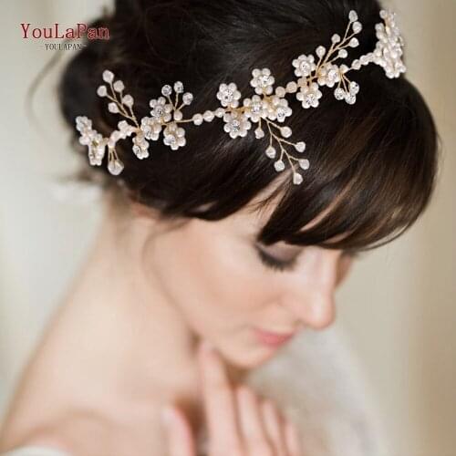 TOPQUEEN HP129 Handmade Peal Beaded Bridal Headpieces Wedding Headband Head Piece Bride Headwear Party Hair Jewelry Accessories