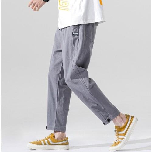 Spring Men Sweatpants Linen Loose Wide Leg Yoga Pant Bloomers Casual Jogger Running Workout Athletic Pant Trouser Sportswear
