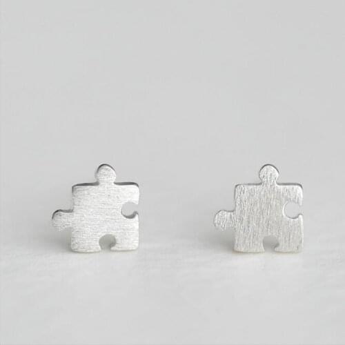 INS Hotsale Creative 925 Sterling Silver Jewelry Puzzle Stud Earrings for Women Girls Female Gifts Accessories Wholesale SE183