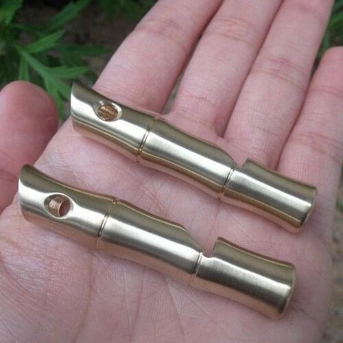 1 Piece Camping equipment Outdoor Handmade Vintage pure Brass Whistle First Aid Tool EDC Survival tools for hikting hunting
