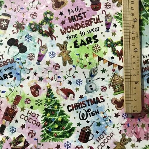 20*33CM Newest Christmas Printed Vinyl Digital Clear Halloween Printing PVC Leather For DIY Handmake Bag And craft Wallet