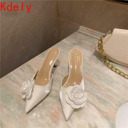 2021 New Fashion Flower Lady Slippers Super Sexy Lady Sandals High Quality Womens Shoes 12 Cm Stiletto Heels Size 35-40