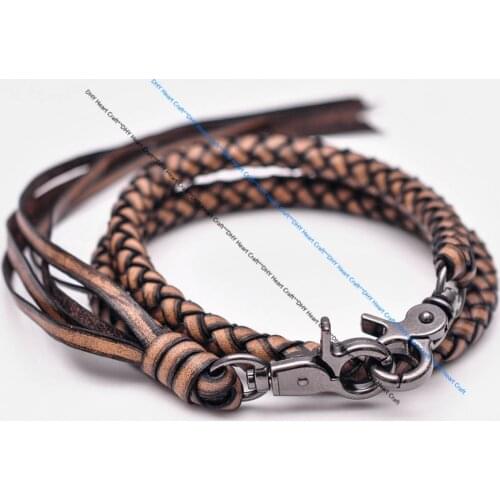 26" 10mm Diam Long Handmade Quality Genuine Cowhide Leather Braided Anti-lost Motocycle Trucker Jean Trousers Pants Wallet Chain