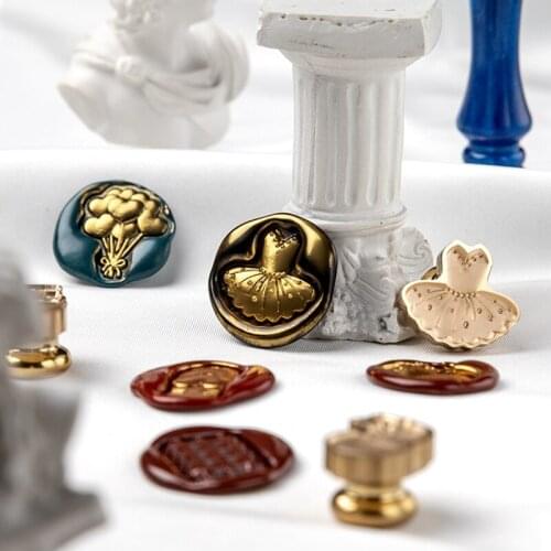 3D special-shaped metal seal head house fruit animal flower embossed seal head wax seal laurel wax seal envelope