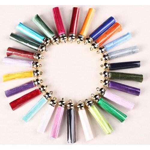 4pcs 65mm Full length Tassel For Keychain Cellphone Straps Jewelry Charms, Tassels With Gold Caps