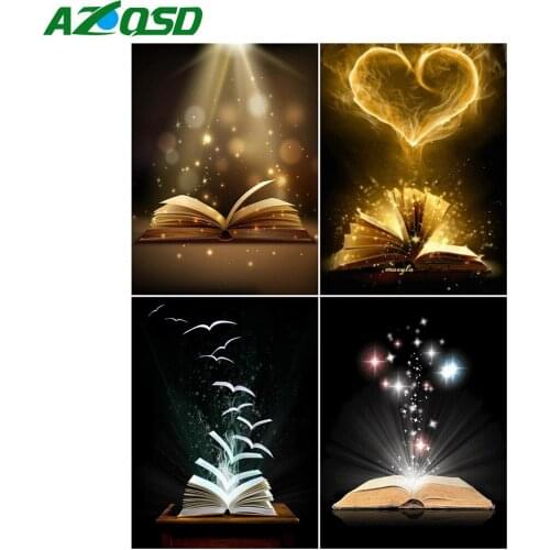 AZQSD Full Square Diamond Painting Book Picture Of Rhinestones Diamond Embroidery Landscape Mosaic Needlework Home Decor