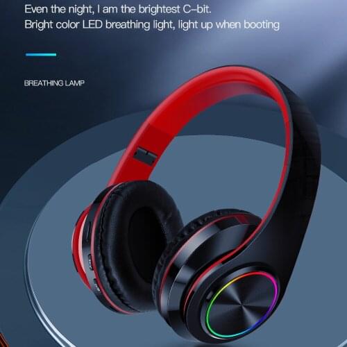 Bluetooth Headphones V5.0 Wireless Headset Foldable LED Light Stereo Gaming Earphone With Mic For Iphone Xiaomi PC
