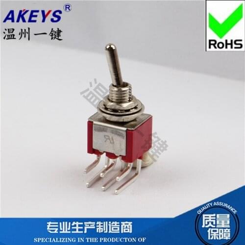 2 Pcs Side press with fixed foot high quality bent foot toggle switch 6 foot MTS-202-C3-NO-11mm without fixed foot