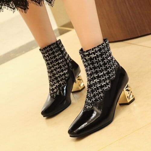 Fashion Short Boots Women Sexy Ankle Boots for Women High Heels Black Yellow White Boots Ladies Shoes Large Size 45