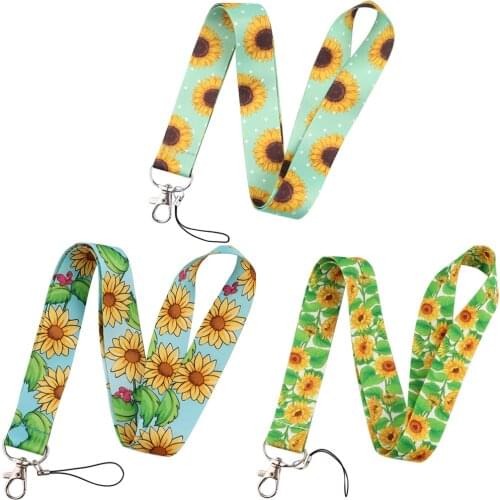 Sunflower Painting Art Keychain Lanyard For Keys Neck Strap USB Gym ID Card Badge Holders Creative Lanyards Keyring G