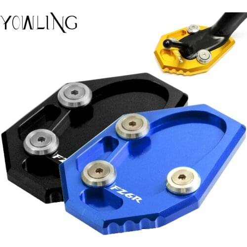 CNC Aluminum Motorcycle Side Stand Pad Enlargement Plate Kickstand Extension For Yamaha FZ6R 2009 2010 2011 2012 2013 2014 2015