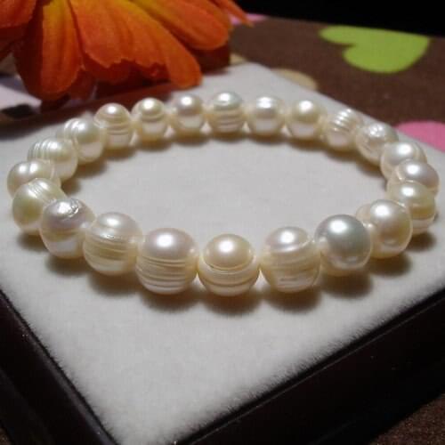 CHEAP HOT PROMOTION!!! 8-9MM Big Size Charm Fresh Water Pearl Bracelet ELASTIC Bangle Fashion Jewellery, 30pcs/lot