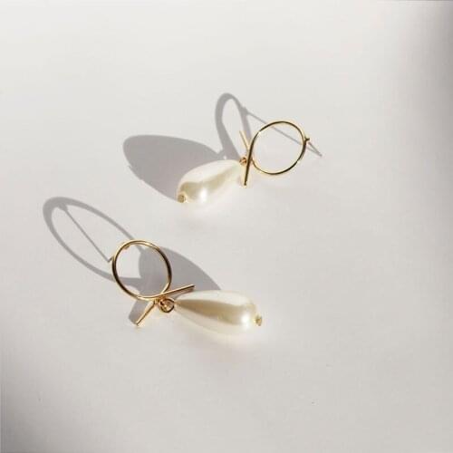 GSOLD Trendy Geometric Imitation Pearl Earring Temperament Simple Small Dangle Drop Earring Women Party Jewelry Accessories