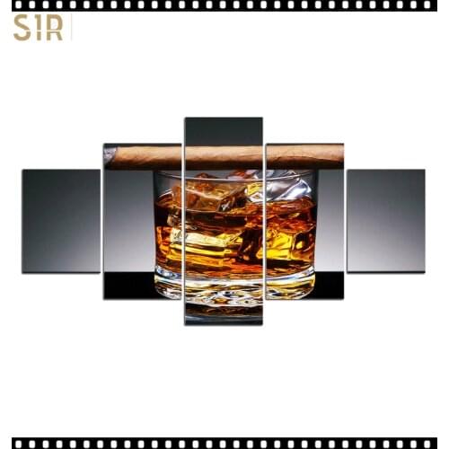 HD 5 Pieces Red Wine Pictures Print Posters Wall HD Art Home Decor for Living Room Painting on The Wall Pictures Wine Wall Art