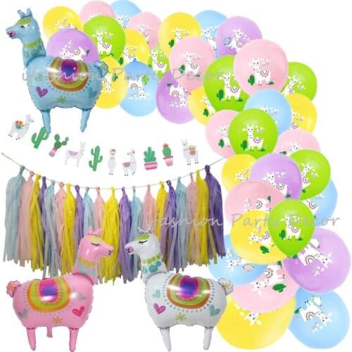 Llama Balloons Birthday Party Decoration Supplies Cute Alpaca Llama Balloon Garland Boy Girl Wedding Baby Shower Decor