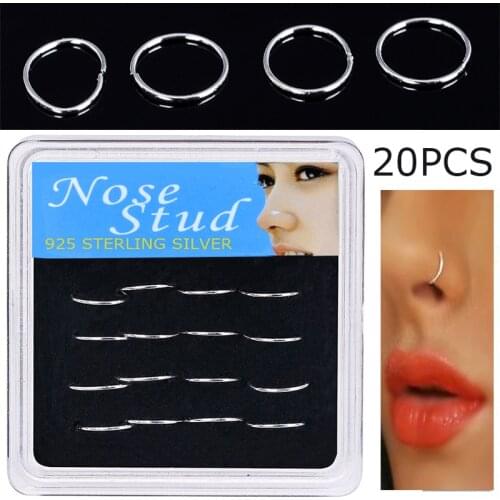 WALERV 20PCS Fashion Body Piercing Jewelry Round Nose Rings Simple Earring Nose Piercing Gold Color Nose Studs Wholesale