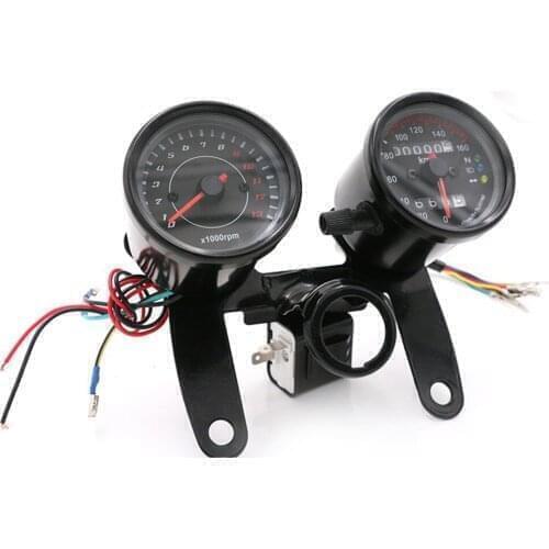 Motorcycle Cafe Racer Speedometer Odometer Gauge 0-160km/h Instrument with LED Indicator