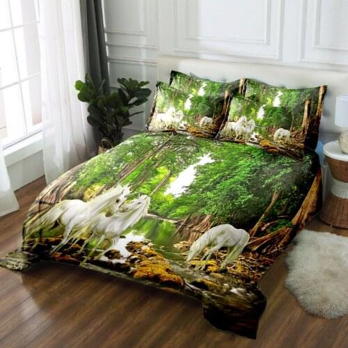 Unicorn 3D Bedding Set Twin Full Queen California king Sheet Linen set Single Double Bed set Duvet/Quilt Cover Pillowcase