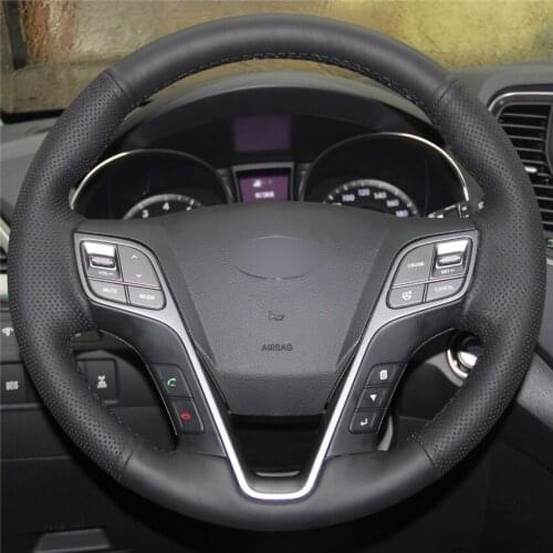 DIY Anti-Slip Wear-Resistant Steering Wheel Cover For Hyundai Santa Fe Grand Santa Fe H350 2012-2019 Car Interior Decoration