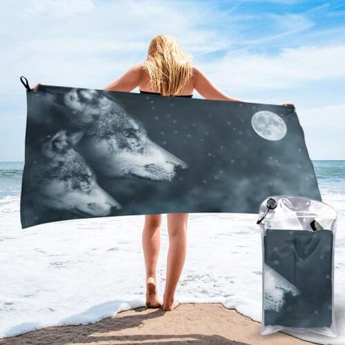 Wearable Bath Towel Wolf Moon Night Soft and Absorbent Unique Towel for Hotel Home Bathroom Gifts Women Bathrob