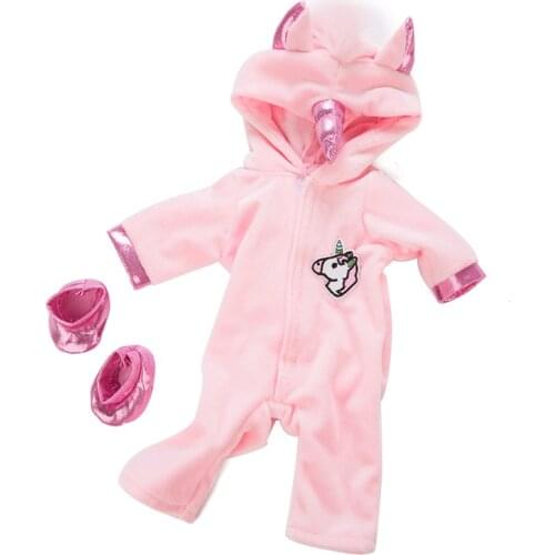 New 2pcs/set Suit+Shoes Dolls Outfit For 43cm Doll Cute Jumpers Rompers for 17 Inch Doll Clothes