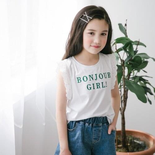 2018 New Korean Children Clothing Toddler Girls Sleeveless T Shirts Fashion Letter Print Top Tees for Girls Baby Cotton Clothes