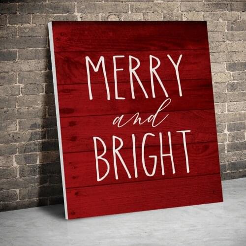 Framed Skinny Merry and Bright Canvas Paintings Christmas Poster Wall Art Canvas Prints Pictures Kids Room Home Inner Frame