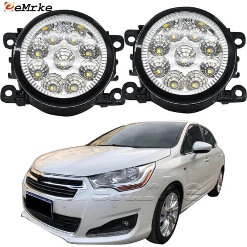 2PCS Car Styling 9-Pieces LED Fog Light Lamp for Citroen C4 Sedan 2012 2013 2014 2015 2016 C4L H11 12V Halogen Fog Lights DRL
