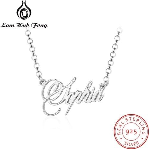 925 Sterling Silver Personalized Name Necklace Custom Name Necklace for Women Gold Color Nameplate Jewelry (Lam Hub Fong)