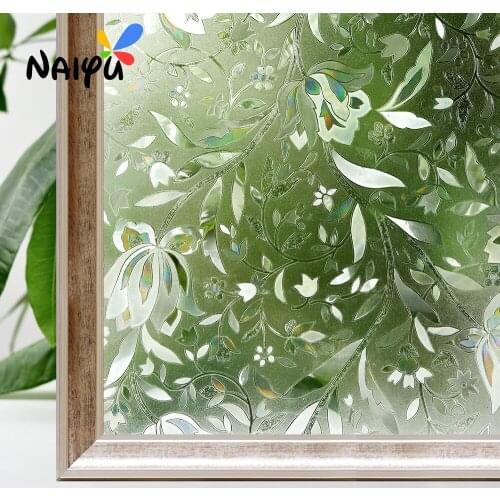0.3mm 3d Static Cling plant Pvc Heat Insulation Opaque Explosion-proof Glass Films No-glue Decorative Sticker Window Film