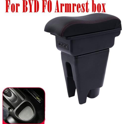 For BYD F0 Armrest box central Store content box with cup holder ashtray with USB interface