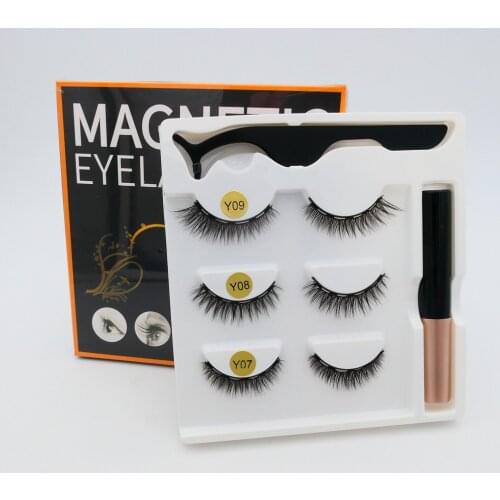 3 pairs of magnet eyelashes magnetic eyeliner + eyelash tool makeup eyelash set easy to wear, no damage, free shipping