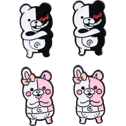 PF904 Danganronpa Bear Anime Icons Studs Earrings For Womans Cute Piercing Korea Earrings Enamel Jewelry Girls for Gifts