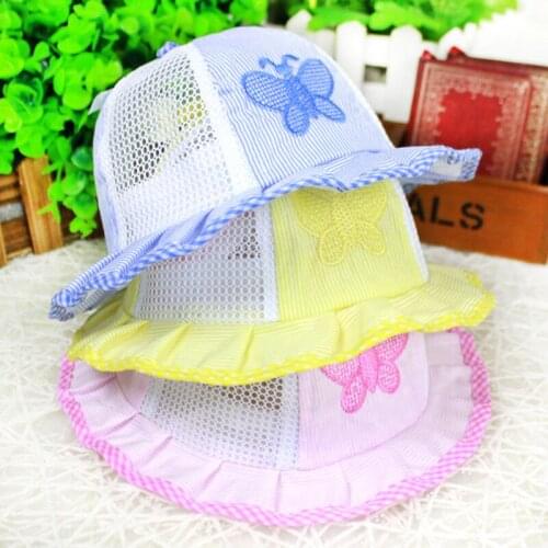 1Pc Baby Kids Breathable Cotton Caps for Girls Bow-knot Butterfly Children Infant Sun Hats Summer Openwork Style for 3-24 Months