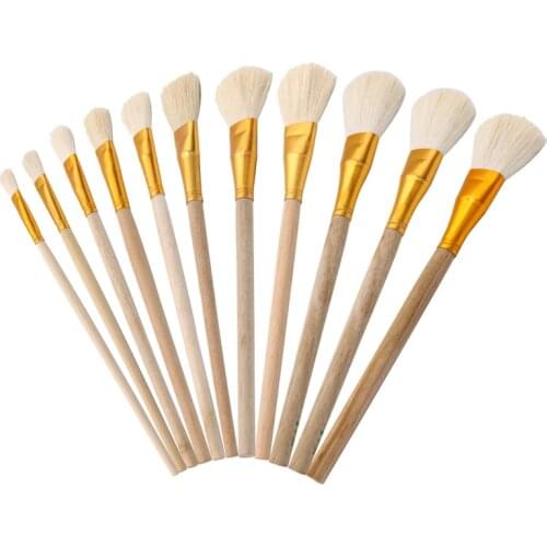 11Pcs Good Quality Wool Brush in Different Sizes for Sweeping Painting Clean Gold Leaf Silver FoilTool Soft and smooth wool pen