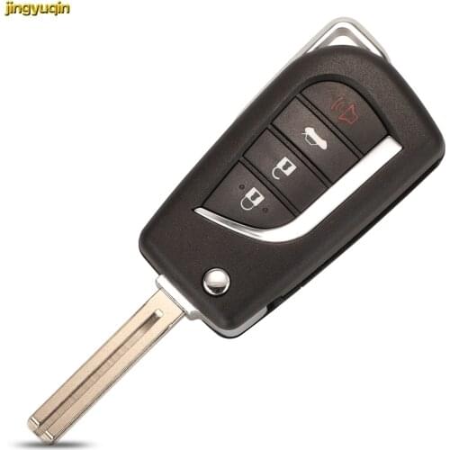 Jingyuqin Remote Car Key Fob Shell For Toyota Levin Camry Reiz Highlander Corolla RAV4 Toy48 Blade 4 Button Flip Folding Case