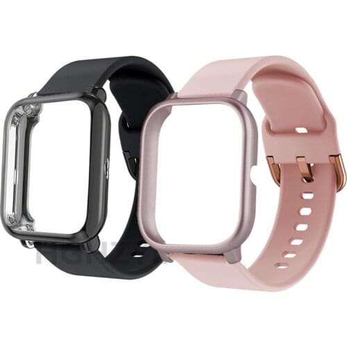 For Huami Amazfit bip U Pro /GTS 2e MIni Strap Replacement Watch Silicone band +Case Soft TPU Protective Cover Full coverage