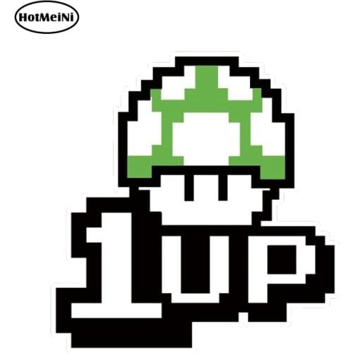 HotMeiNi 13cm x 12.5cm Mushroom Game 1up Reflective Stickers Cartoon Car Sticker Vinyl Decals Racing Stickers Motorcycle