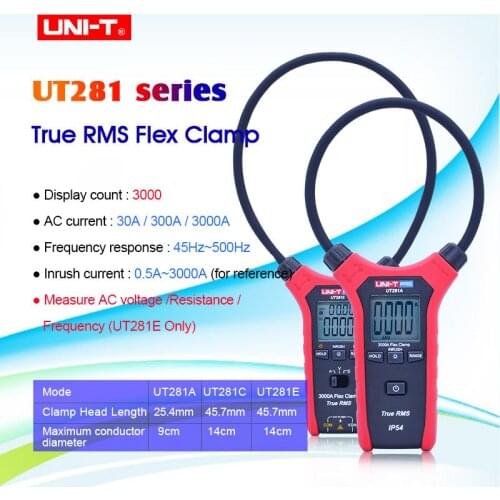 UNI-T UT281A/UT281C/UT281E True RMS Smart AC 3000A Flexible Clamp Meter Multimeter Ammeter with backlight dsplay