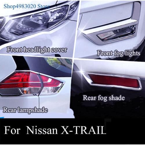 High Quality ABS Chrome Front+Rear Headlight Lamp Cover Trim Car Styling Accessories Fit For Nissan X-Trail T32 /Rogue 2017 2018