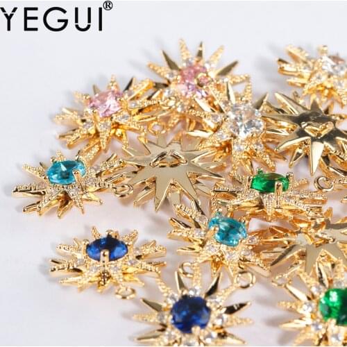 YEGUI M934,jewelry accessories,18k gold plated,zircon,copper metal,hand made,charms,diy earrings,jewelry making,10pcs/lot