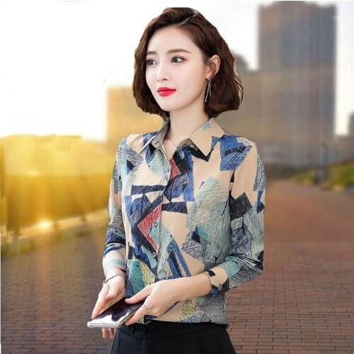 Womens Spring Autumn Style Chiffon Blouse Shirt Womens Elegant Turn-down Collar Button Hollow Out Elegant Casual Tops DD8411