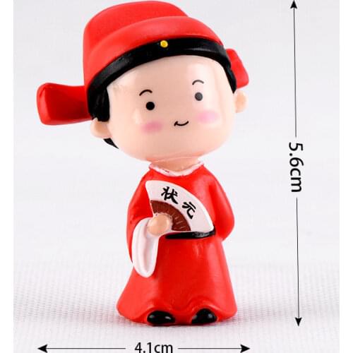 ZOCDOU 2 Pieces Chinese Qing Dynasty Clothing Doll Toy Couple Ornament Small Statue Little Figurine Crafts Home Decoration