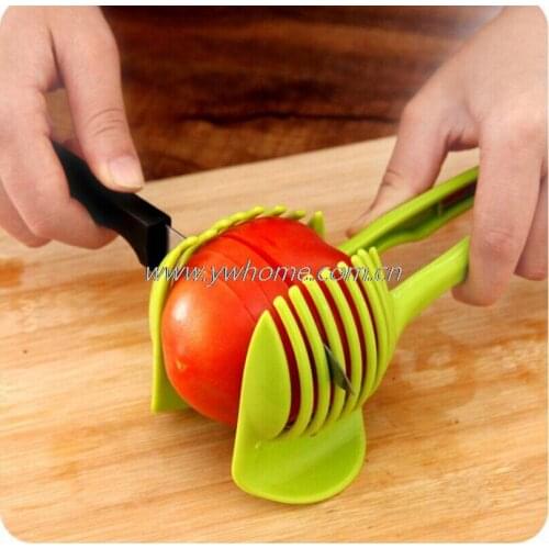 1pc Tomato Slicer Fruits Cutter Stand Utensilios De Cozinha Assistant Lounged Tomato Lemon Shreadders Slicer Random Color