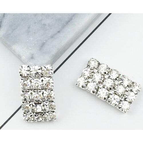 10Pcs/Lot 1.1*1.9cm Rectangle Glitter White Rhinestones For DIY Clothes Shoes Decoration Crstal Stones Garments Accessories