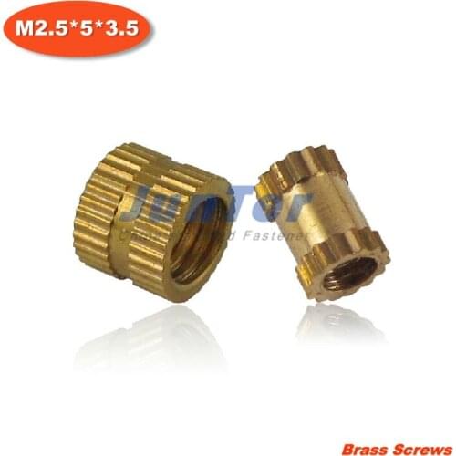 100pcs/lot M2.5*5*3.5 Injection copper nut Copper inserts Knurled nut Copper flower mother