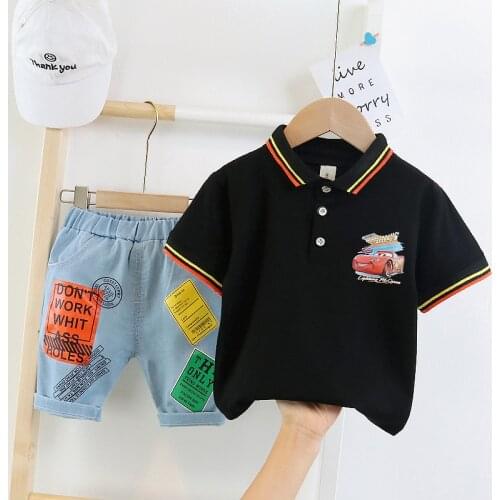 Baby Sets Boy Children Clothing 2021 Summer Casual Infant Cotton Kids Turn-down Top+Denim Shorts 2pc Toddler Sports Outfits