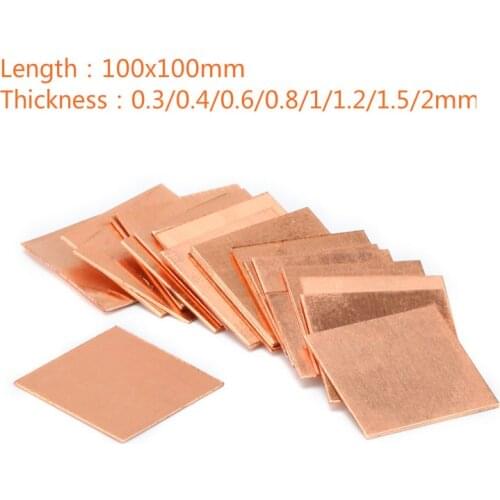 99.9% Copper Sheet Plate DIY Handmade material Pure Copper Tablets DIY Material for Industry Mould or Metal Art 100x100mm