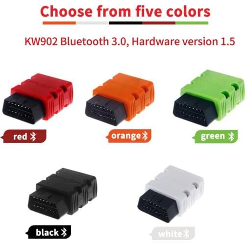 KW902 ELM327 V1.5 OBD II Car Scanner Bluetooth 3.0 Auto Diagnostic Tool Fault Detector OBD2 Code Reader for Android Free Update